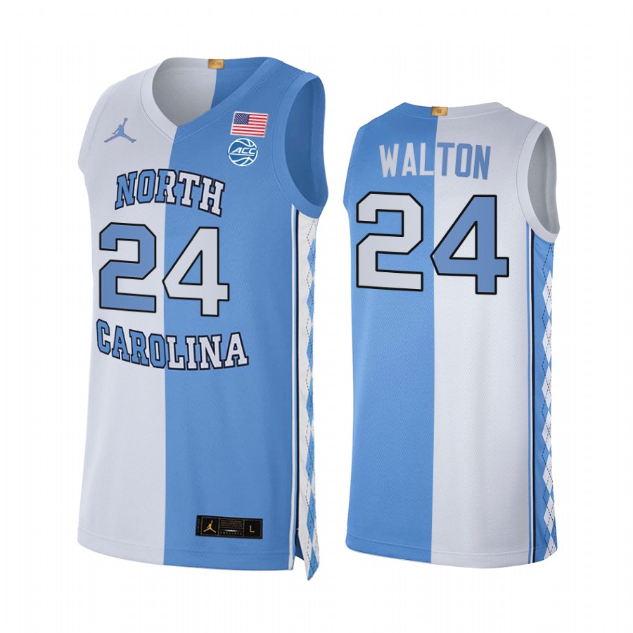 North Carolina Tar Heels Kerwin Walton Split Edition 2021 Blue White Jersey Special
