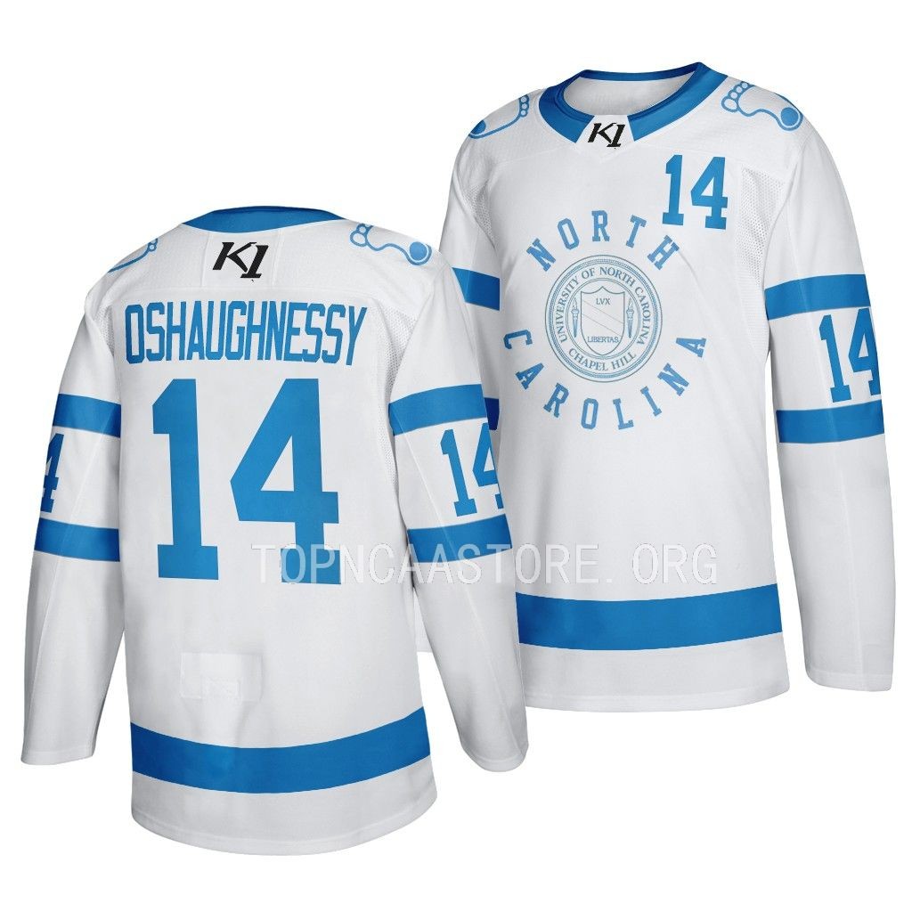 North Carolina Tar Heels Patrick Oshaughnessy 2023 Frozen Finley White #14 Stadium Series Jersey