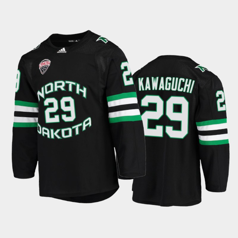 North Dakota Fighting Hawks Jordan Kawaguchi #29 College Black Alumni Jersey