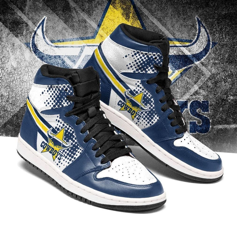 North Queensland Cowboys NRL Fashion Sneakers Basketball Shoes Leather High Top Air Jordan Sneaker, Air Jordan Hightop