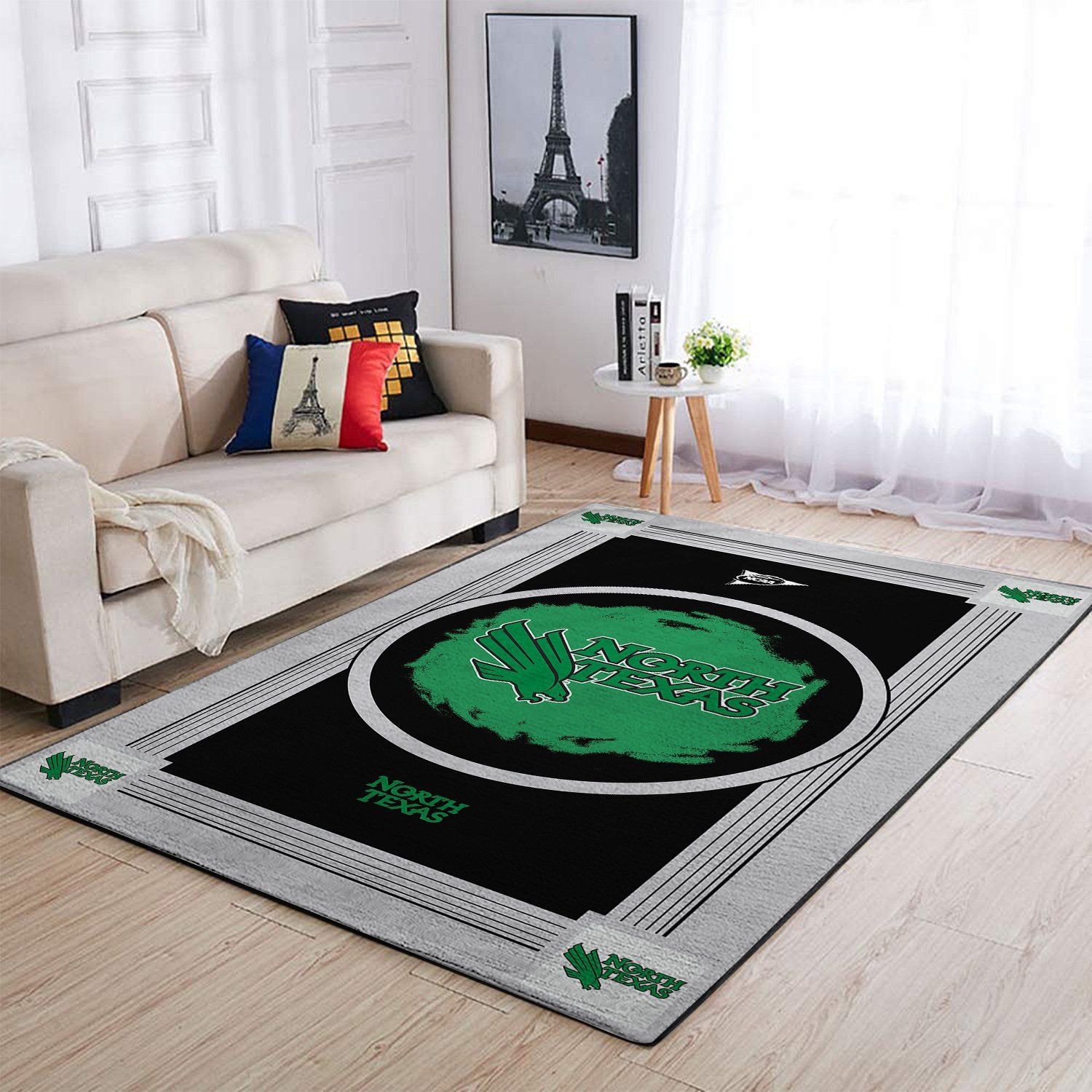 North Texas Mean Green Living Room Area Rectangle Rug