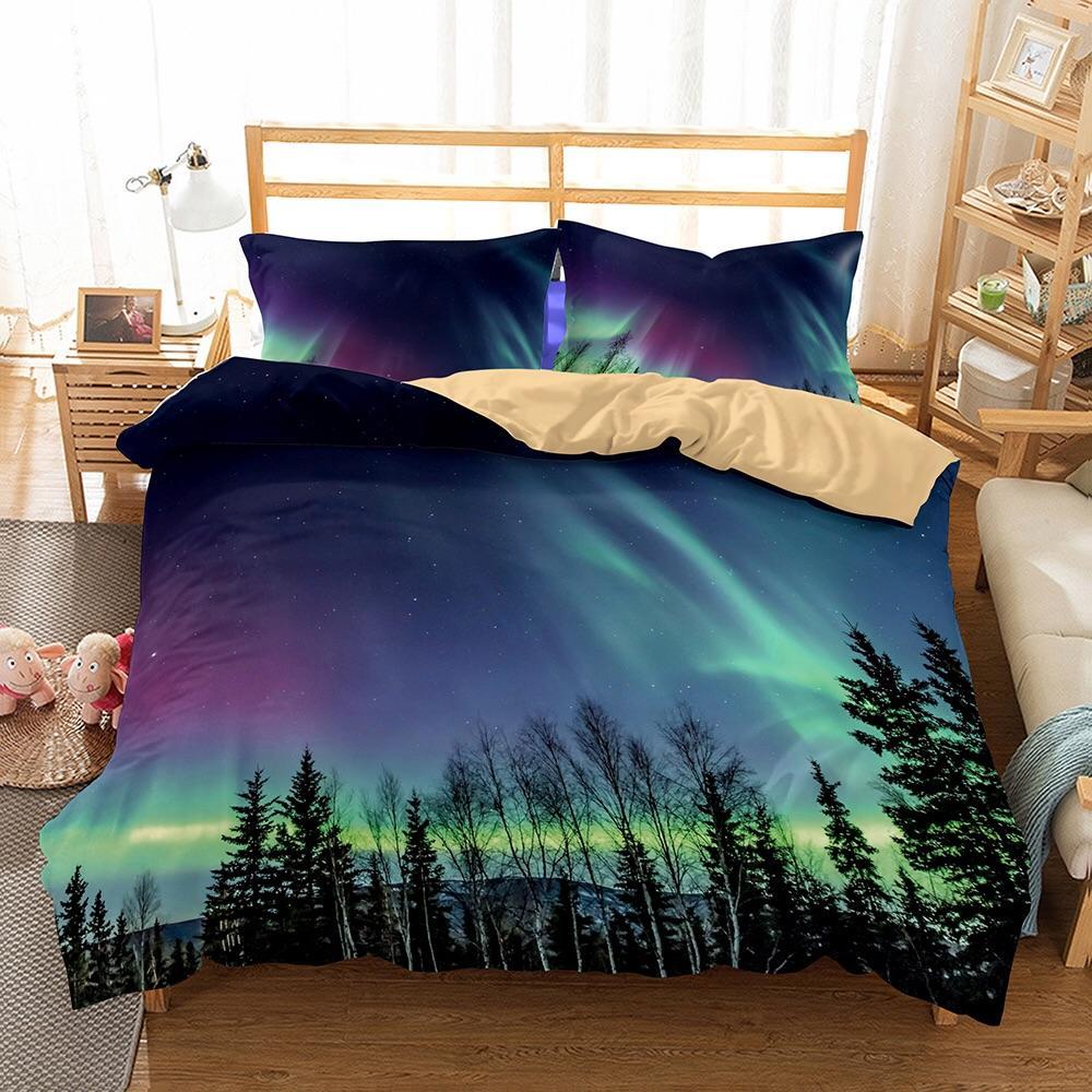 Northern Lights Aurora 3D Customized Duvet Cover Bedding Set