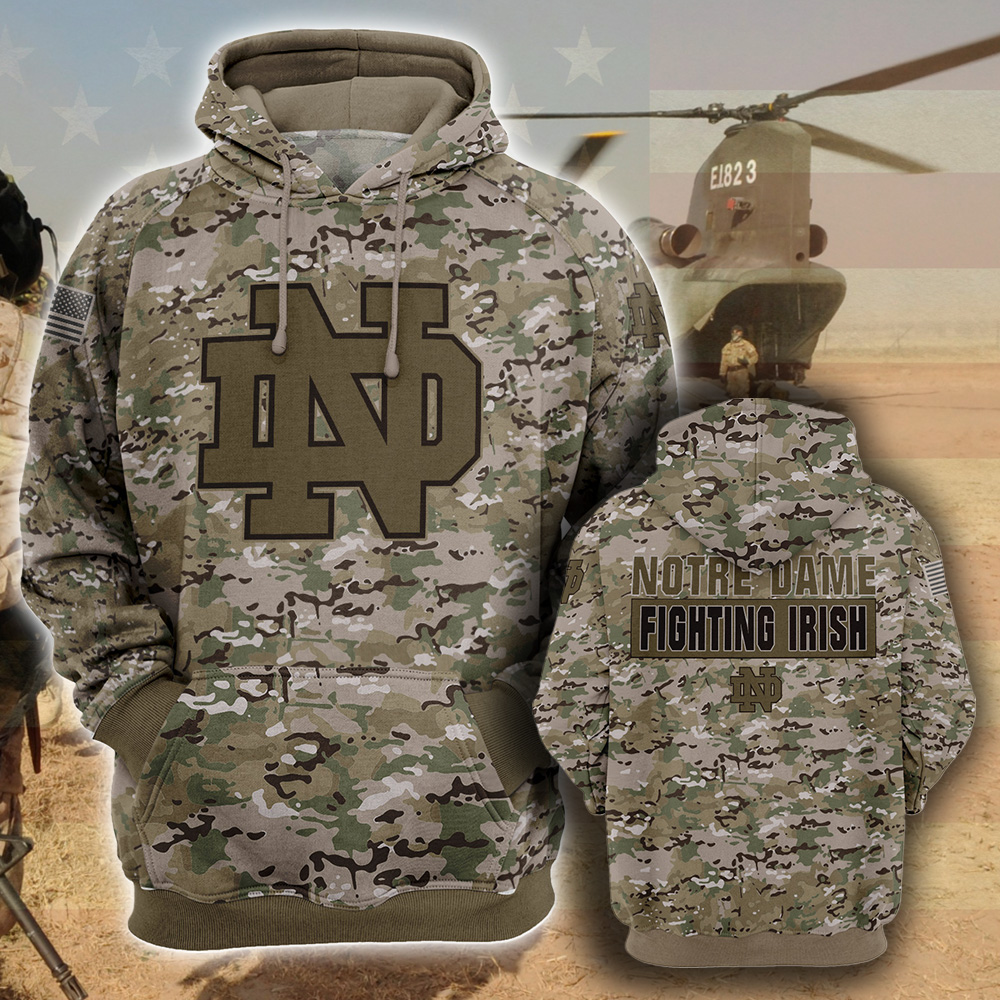 Notre Dame Fighting Irish 3D Hoodie Camo Style Gift For Fans