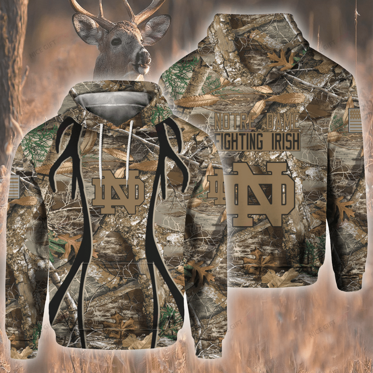 Notre Dame Fighting Irish Hunting 3D Hoodie Gift For Fans