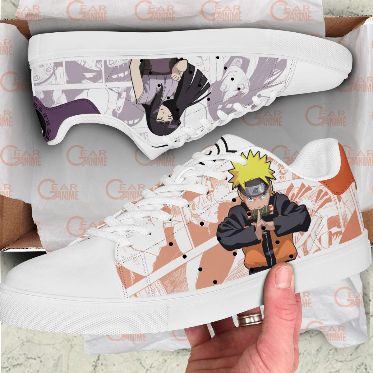 NRT Uzumaki and Hinata Hyuga Skate Sneakers Custom NRT Anime Shoes