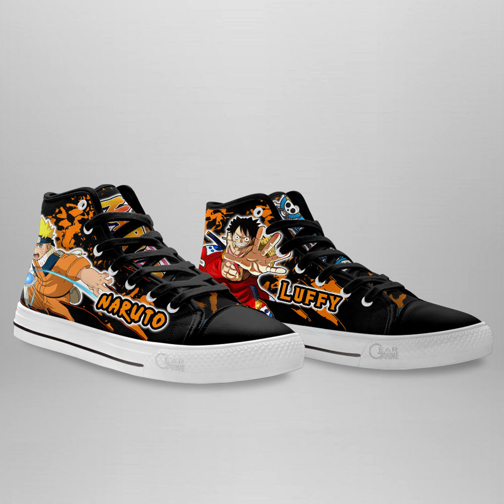 Nrt Uzumaki and Luffy High Top Shoes Custom Anime Sneakers