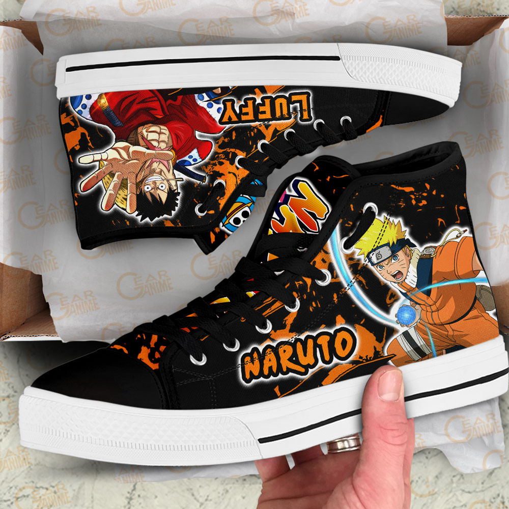 Nrt Uzumaki and Luffy High Top Shoes Custom Anime Sneakers