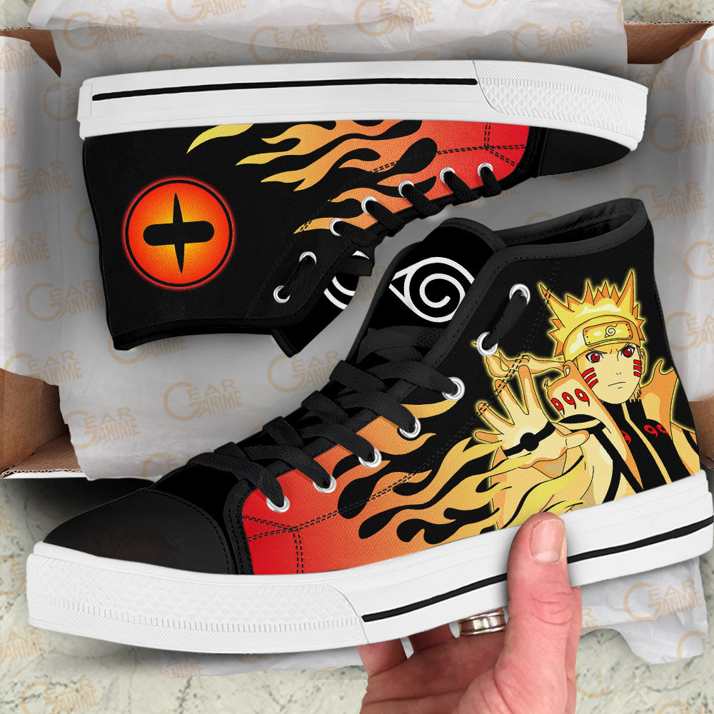 Nrt Uzumaki Bijuu Mode High Top Shoes Custom Anime Flame Sneakers