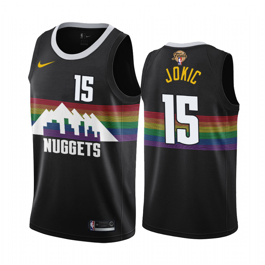Nuggets #15 Nikola Jokic 2023 NBA Finals Patch Black City Edition Jersey