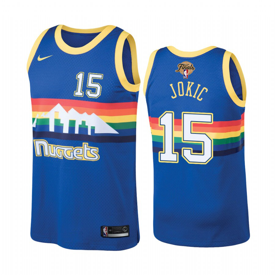Nuggets #15 Nikola Jokic Hardwood Classic Blue 2023 Finals Patch NBA Jersey