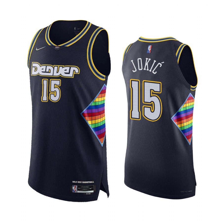 Nuggets #15 Nikola Jokic Navy Jersey 75th Season City Edition 2021-22