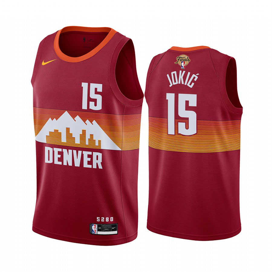 Nuggets #15 Nikola Jokic Red Swingman 2023 NBA Finals Patch City Edition Jersey
