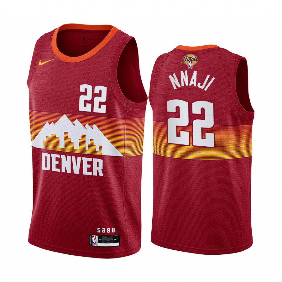 Nuggets #22 Zeke Nnaji Red Swingman 2023 NBA Finals Patch City Edition Jersey