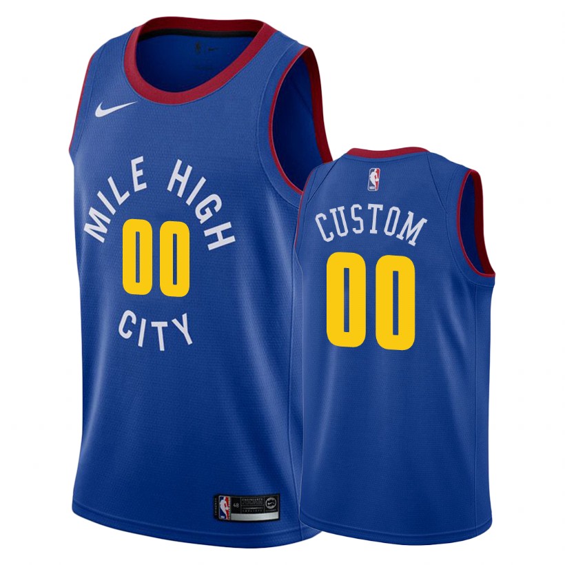 Nuggets Male Custom #00 2018-19 Statement Blue Jersey