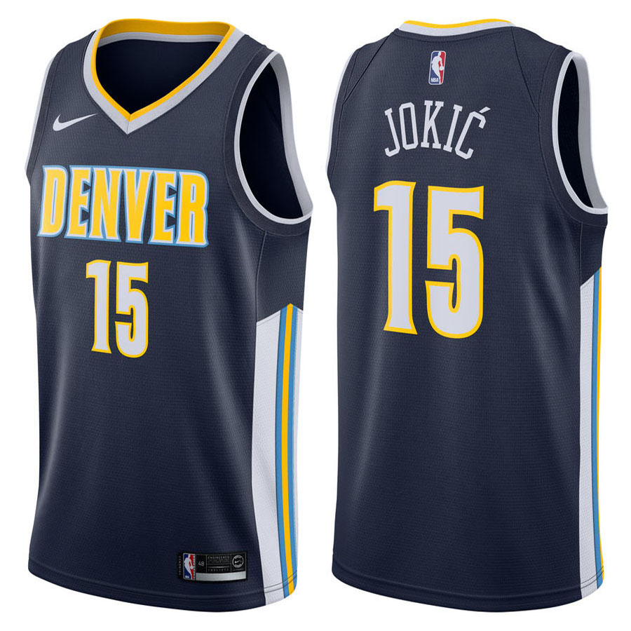 Nuggets Male Nikola Jokic #15 2017-18 Icon Navy Jersey
