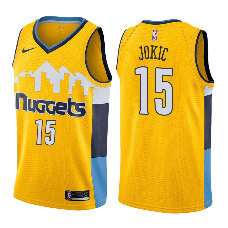 Nuggets Male Nikola Jokic #15 2017-18 Statement Yellow Jersey