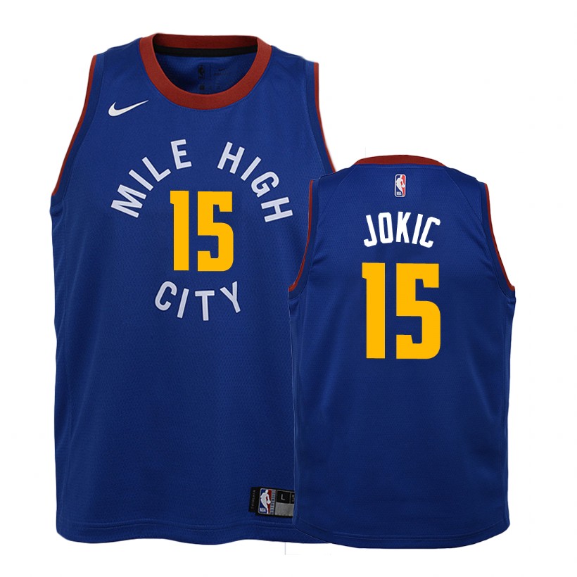 Nuggets Youth Nikola Jokic #15 2018-19 Statement Blue Jersey