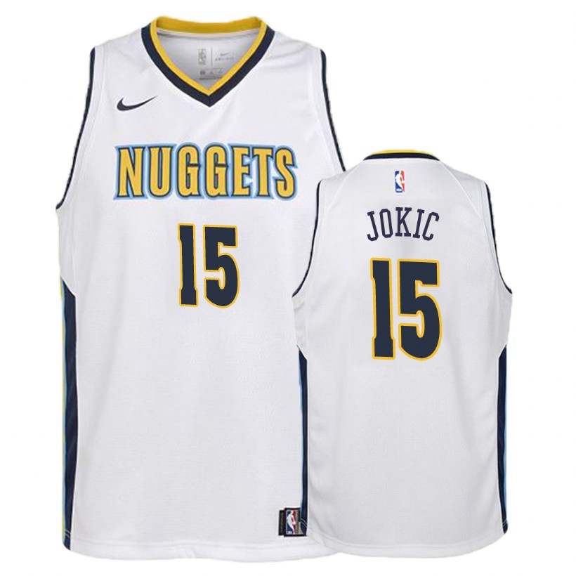 Nuggets Youth Nikola Jokic #15 Association White Jersey
