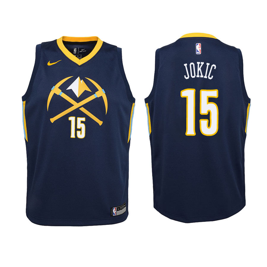 Nuggets Youth Nikola Jokic #15 City Edition Navy Jersey