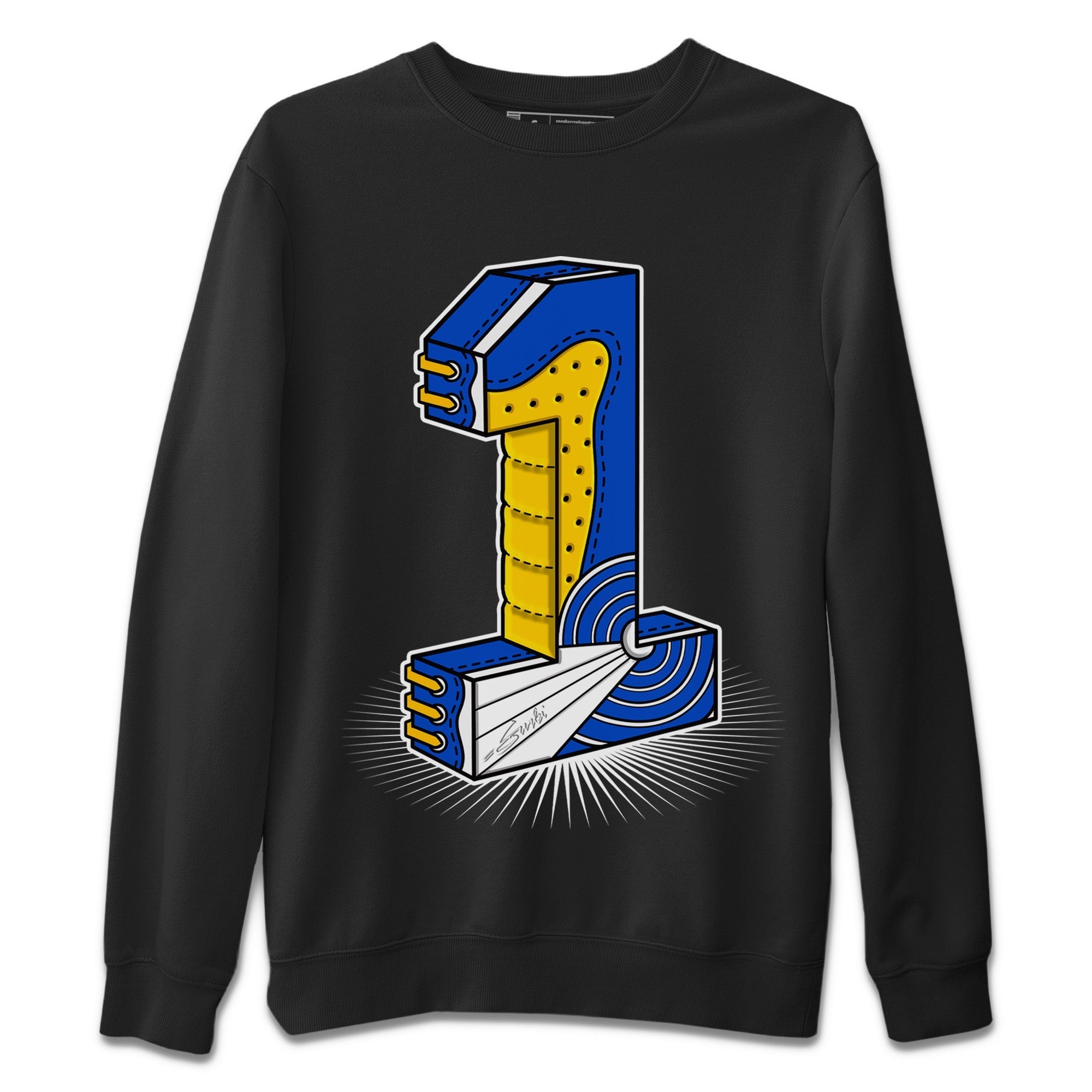 Number Statue Unisex Sweater – Air Jordan 1 Game Royal Varsity Maize, Sneakers Matching Sweater