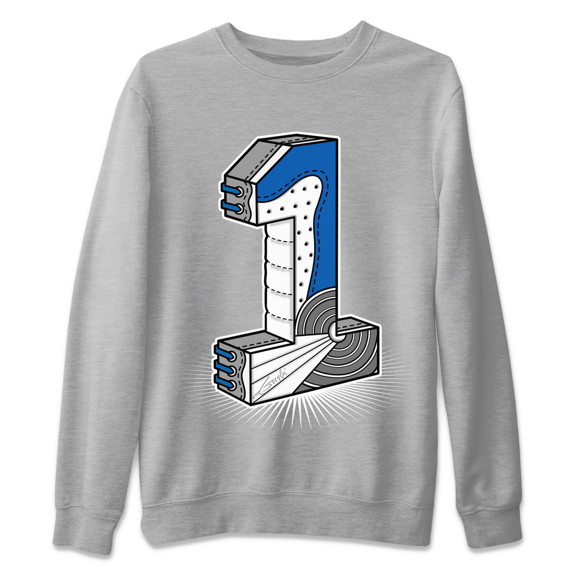 Number Statue Unisex Sweater – Air Jordan 1 True Blue, Sneakers Matching Sweater