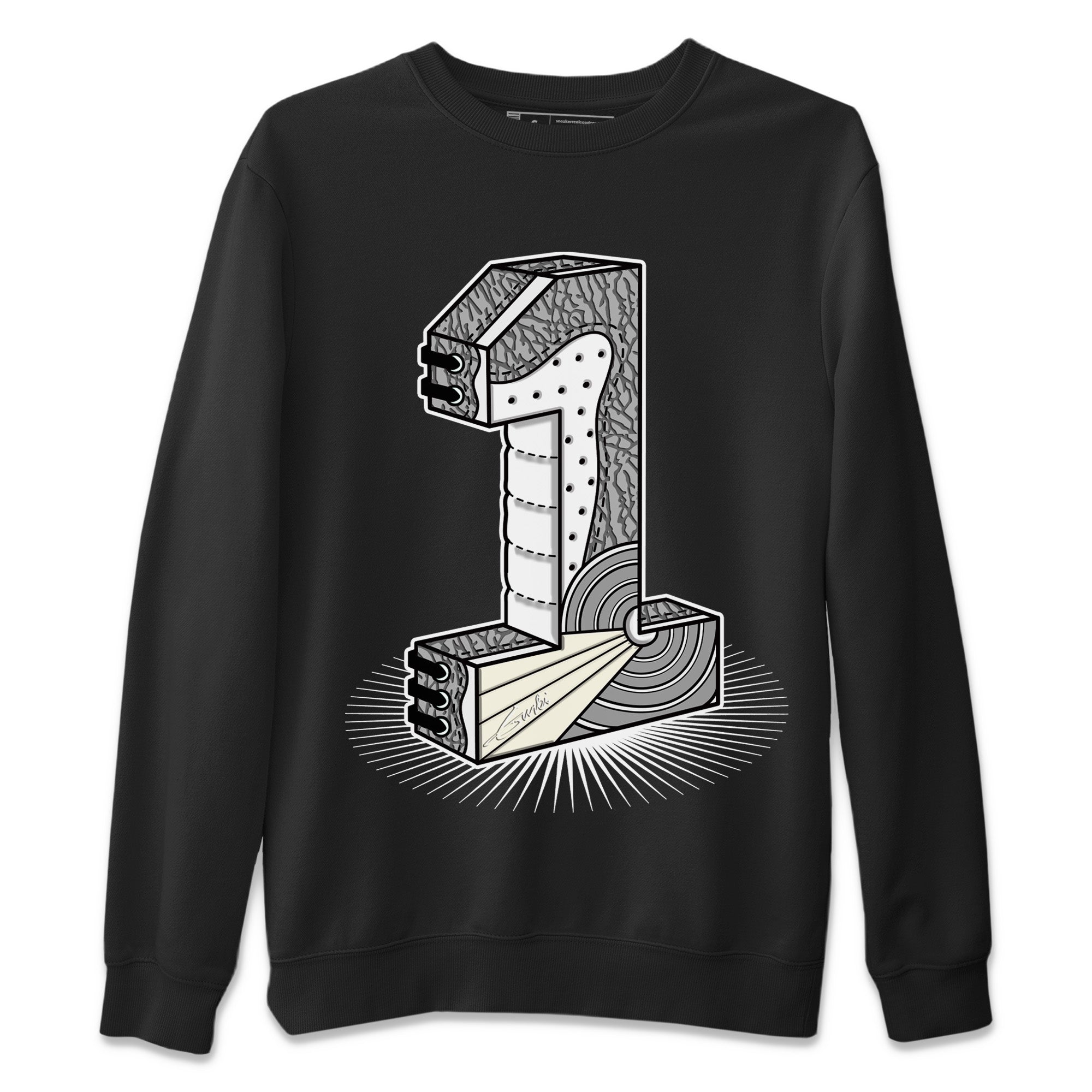Number Statue Unisex Sweater – Air Jordan 1 White Cement, Sneakers Matching Sweater