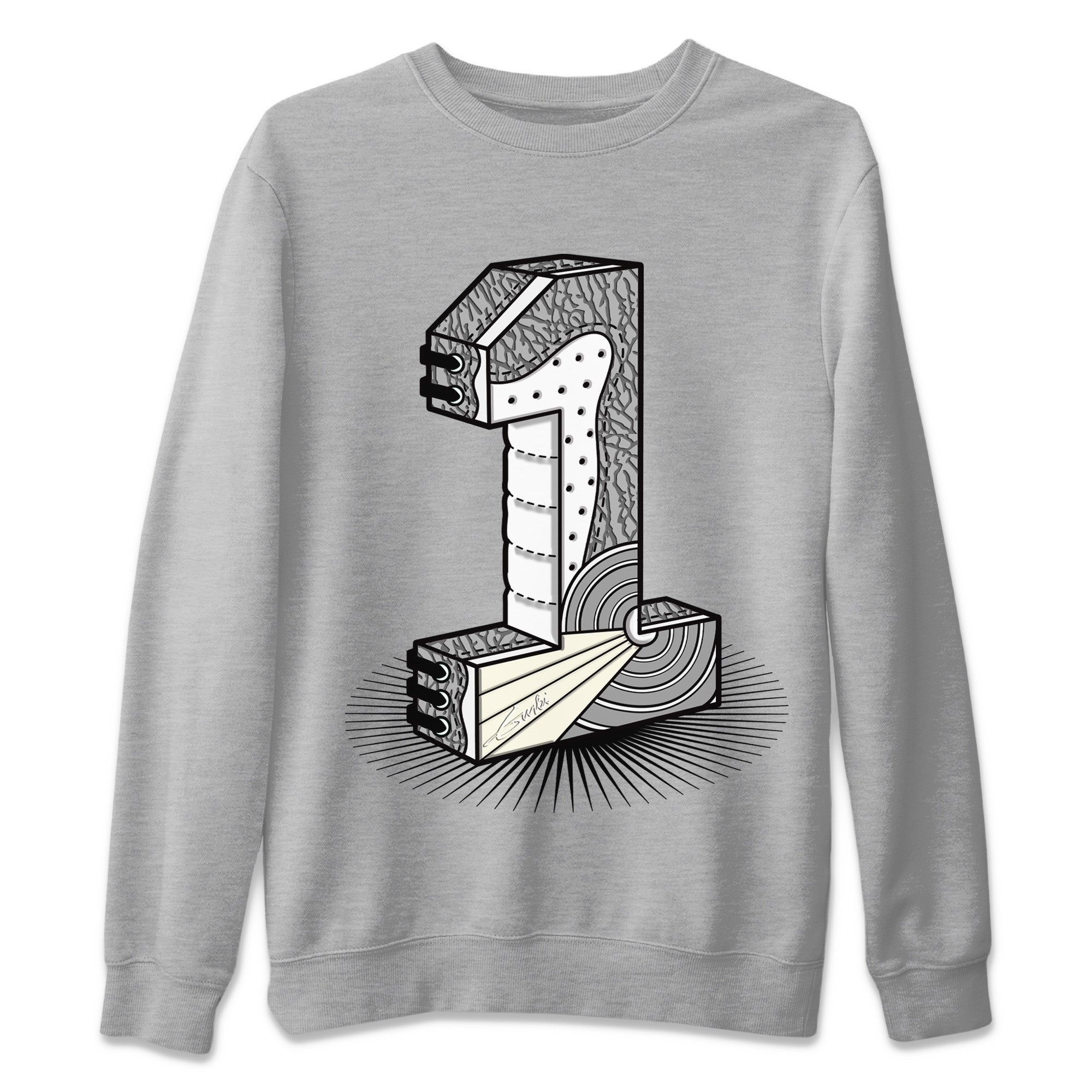 Number Statue Unisex Sweater – Air Jordan 1 White Cement, Sneakers Matching Sweater