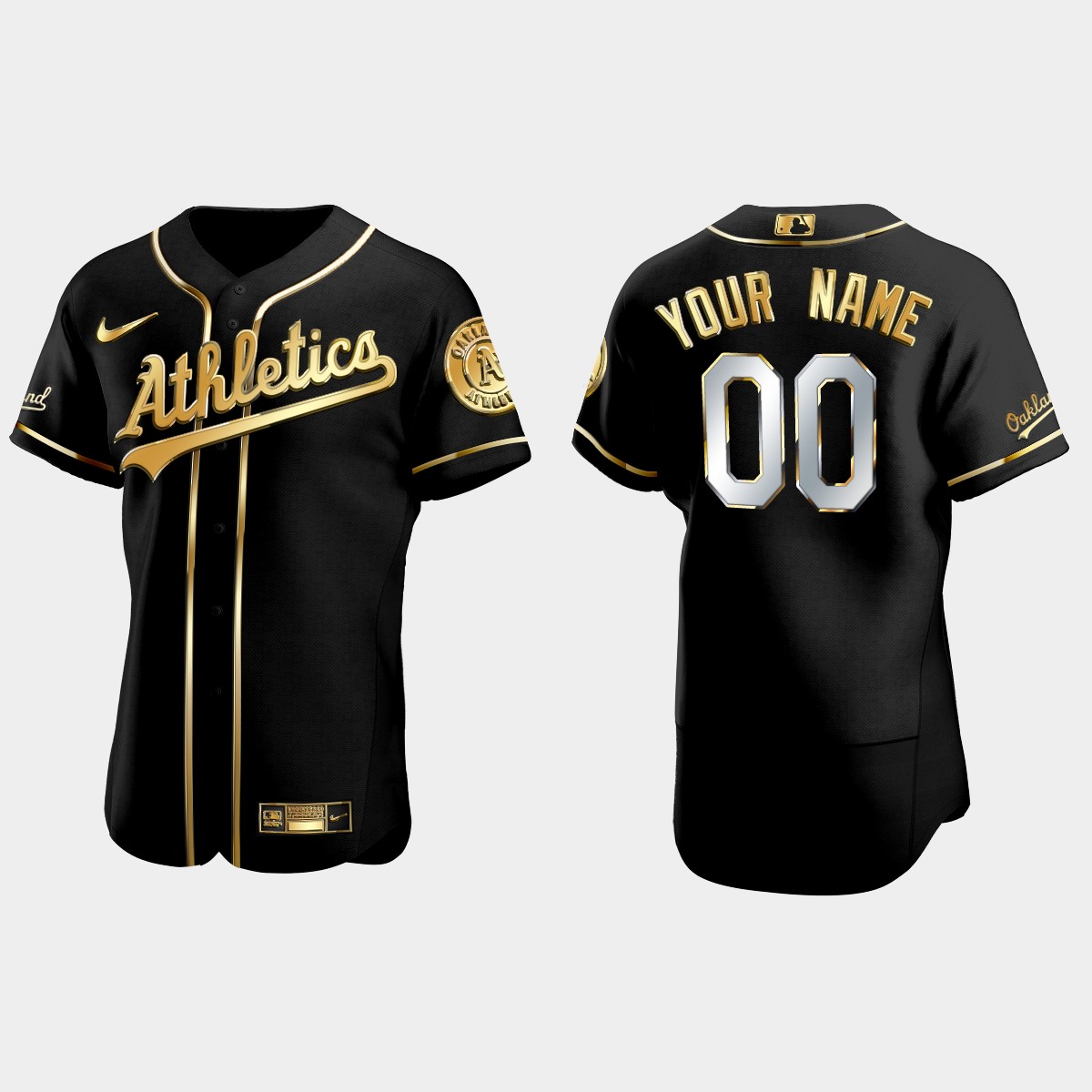 Oakland Athletics #00 Custom Golden Edition Jersey - Black