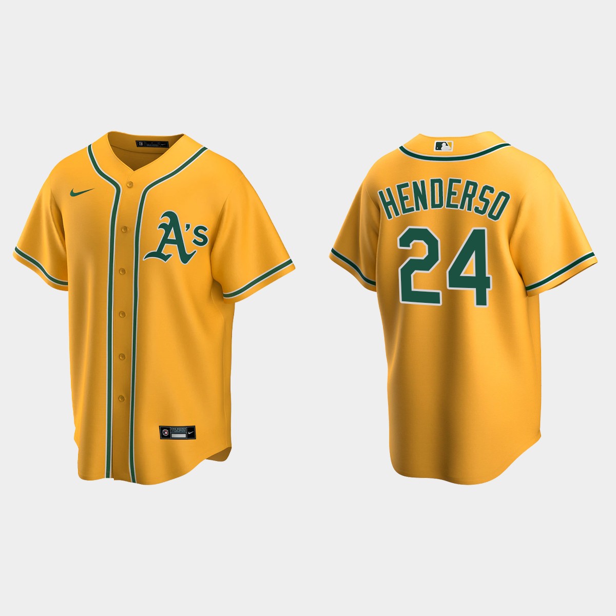 Oakland Athletics #24 Rickey Henderson Gold 2020 Alternate Jersey