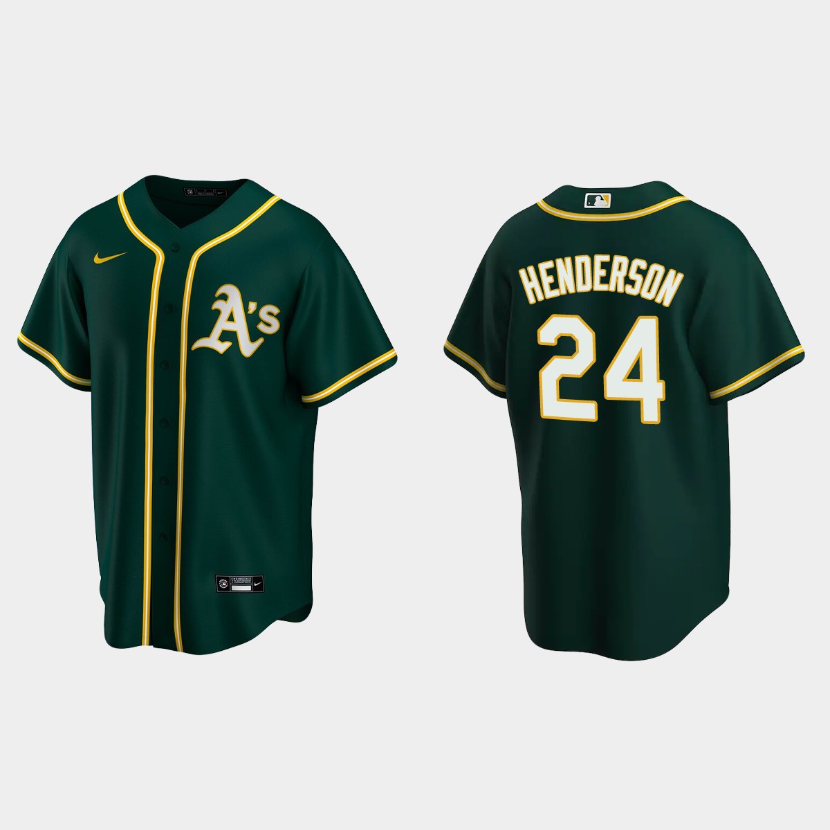 Oakland Athletics #24 Rickey Henderson Green 2020 Alternate Jersey