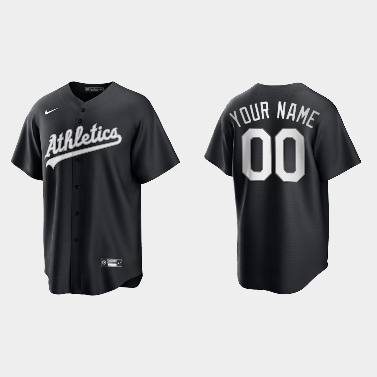 Oakland Athletics Custom 2021 All Black Fashion Jersey - Black White