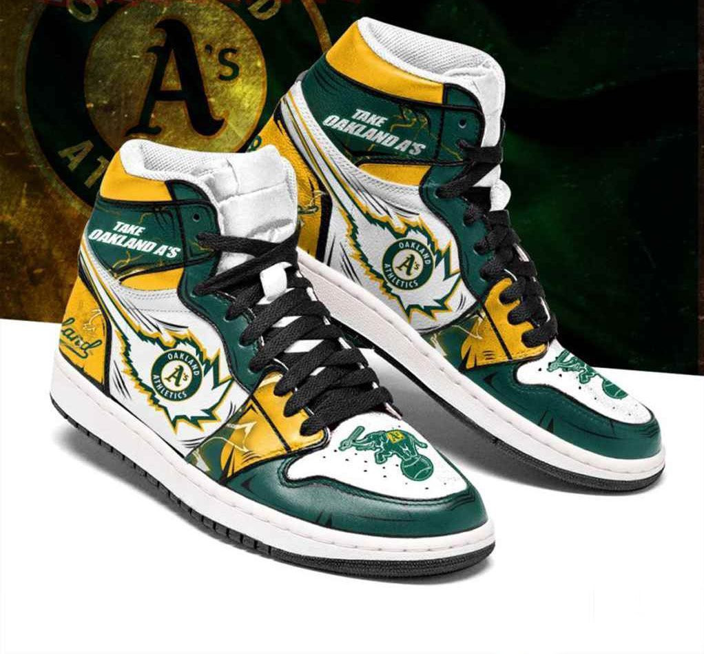 Oakland Athletics MLB baseball Fashion Sneakers Basketball Shoes Leather High Top Air Jordan Sneaker, Air Jordan Hightop
