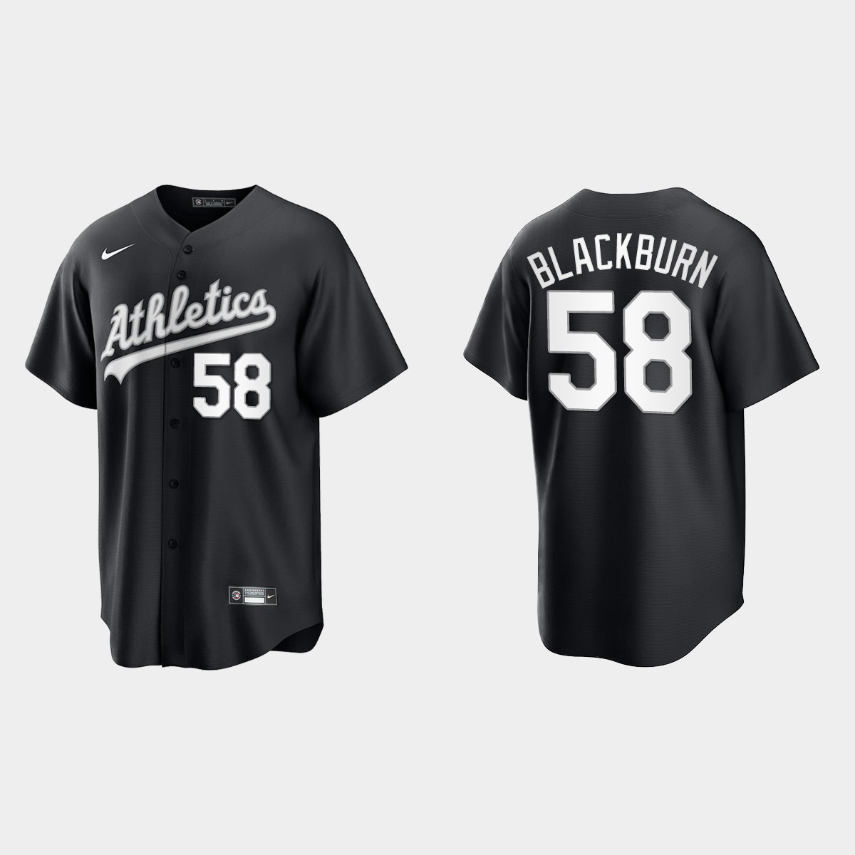 Oakland Athletics Paul Blackburn Jersey - Black White