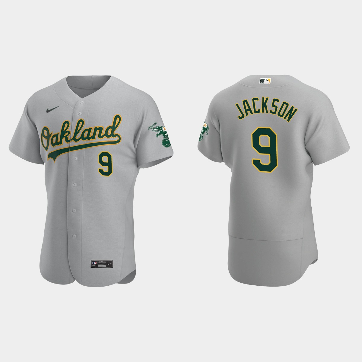 Oakland Athletics Reggie Jackson #9 Gray Road Jersey