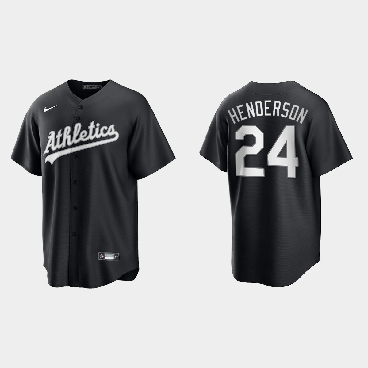 Oakland Athletics Rickey Henderson 2021 All Black Fashion Jersey - Black White