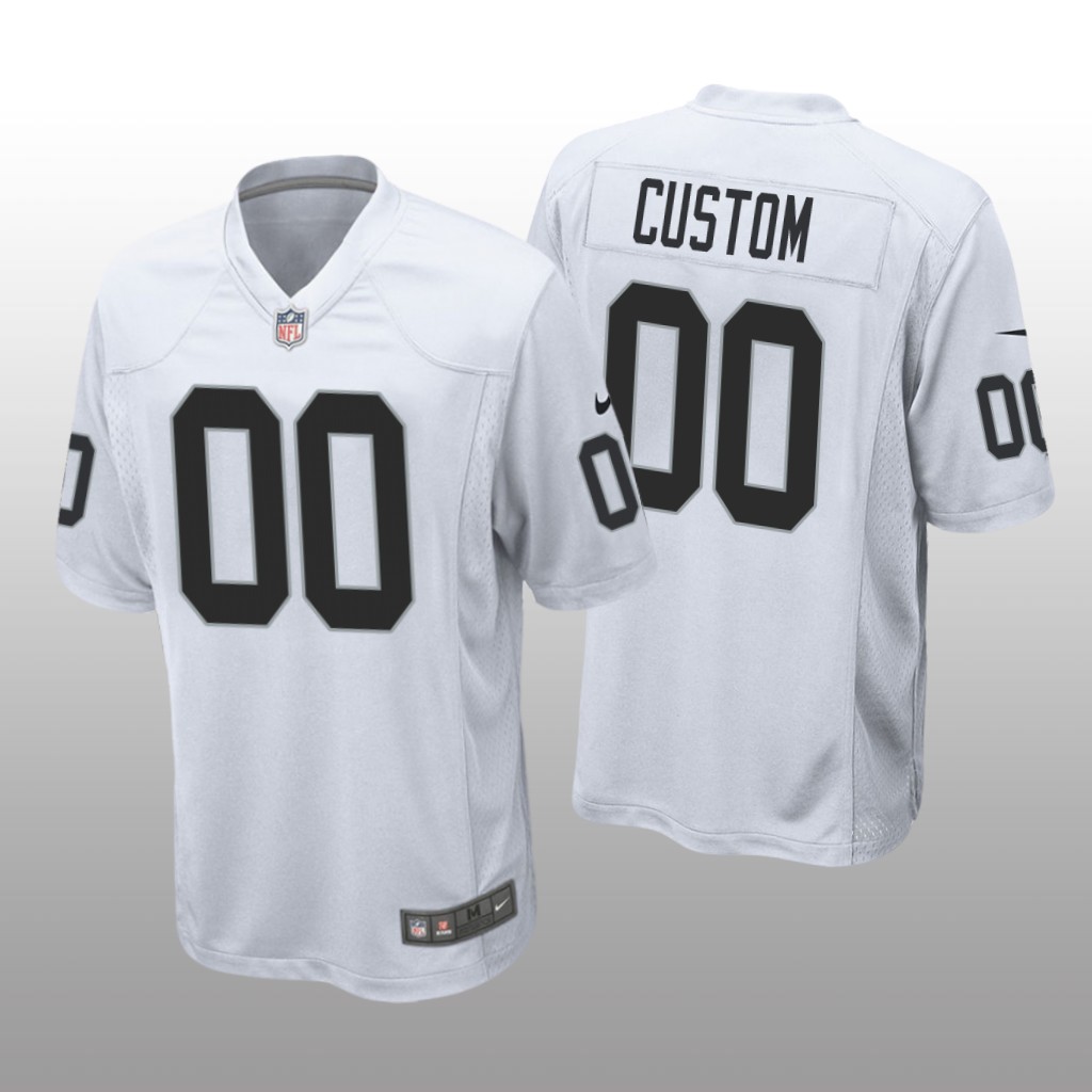 Oakland Raiders #00 White Men's Custom Game Jersey