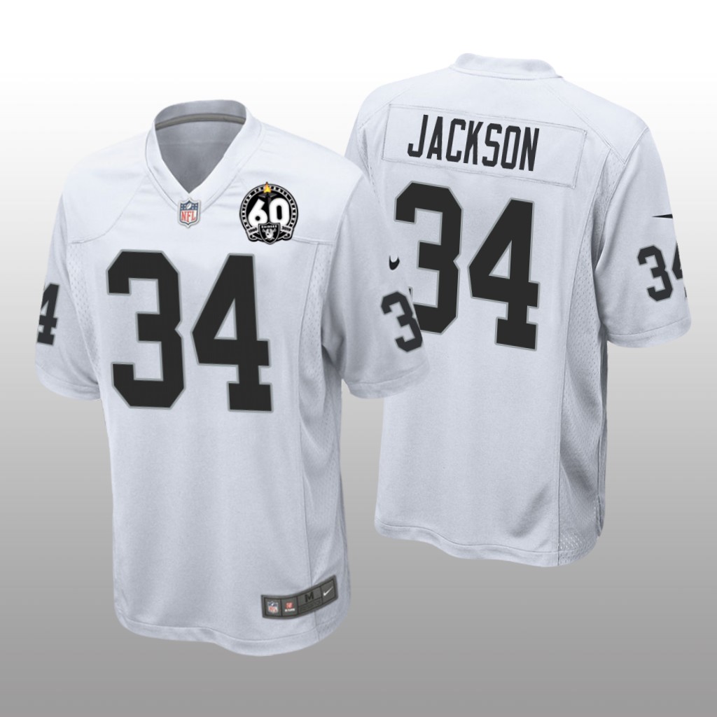 Oakland Raiders Bo Jackson White Game Jersey 60th Season - Men's