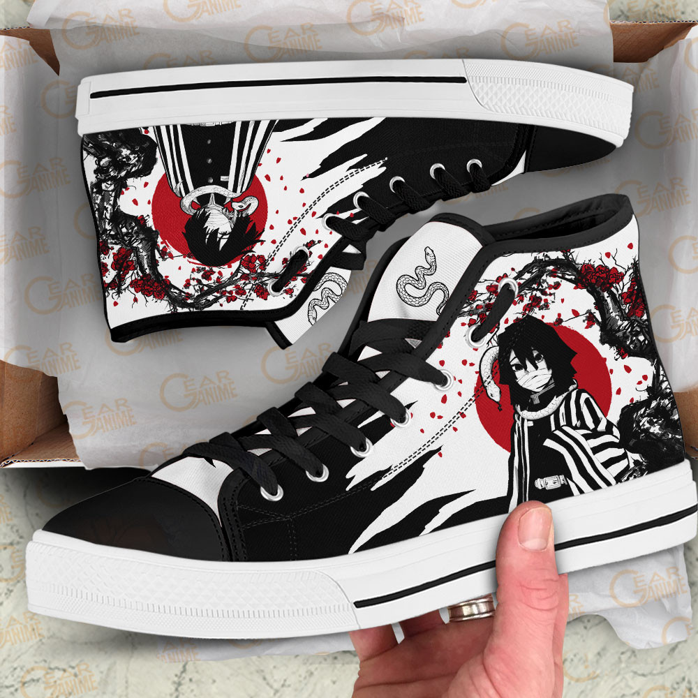 Obanai Iguro High Top Shoes Custom Demon Slayer Sneakers Japan Style
