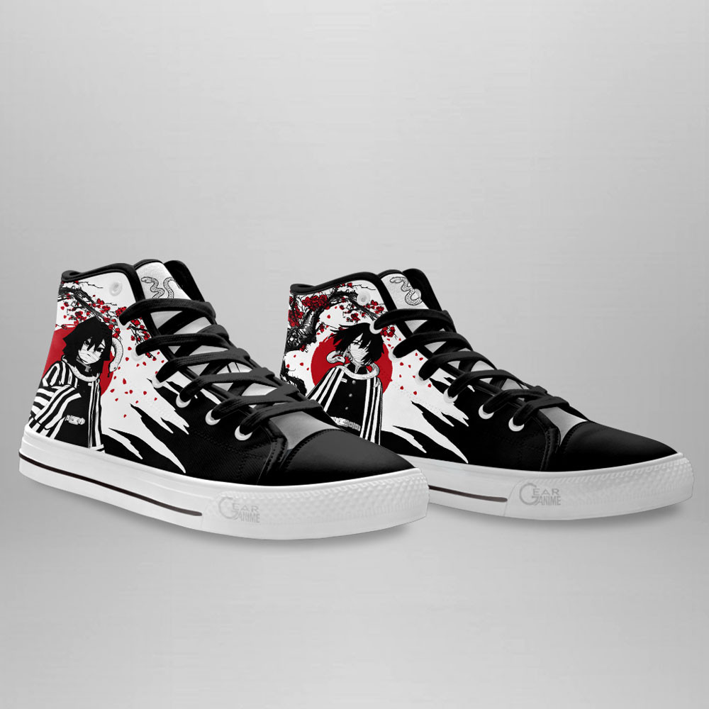 Obanai Iguro High Top Shoes Custom Demon Slayer Sneakers Japan Style