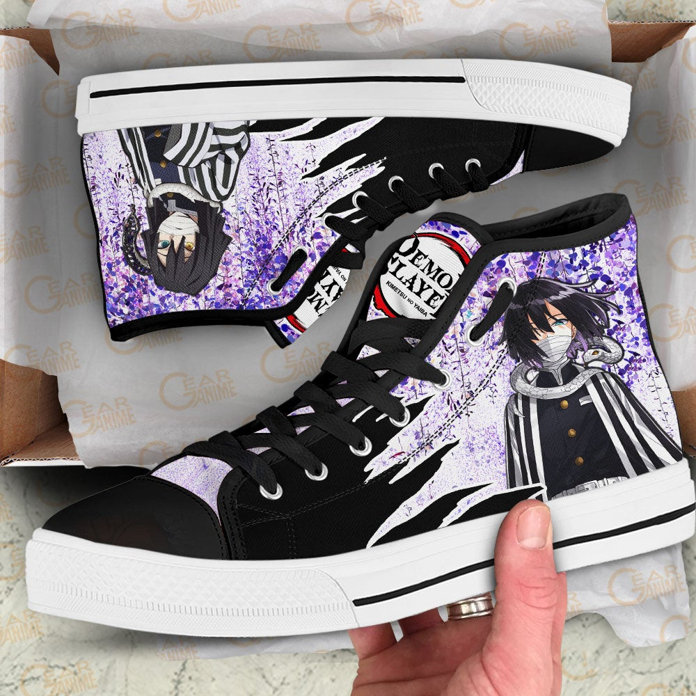 Obanai Iguro High Top Shoes Demon Slayer Anime Sneakers Wisteria Style
