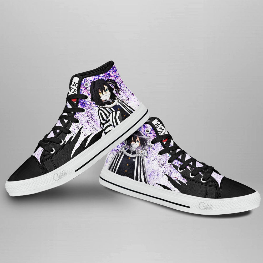 Obanai Iguro High Top Shoes Demon Slayer Anime Sneakers Wisteria Style