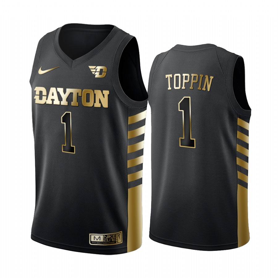 Obi Toppin #1 Dayton Flyers Black Golden Edition Jersey