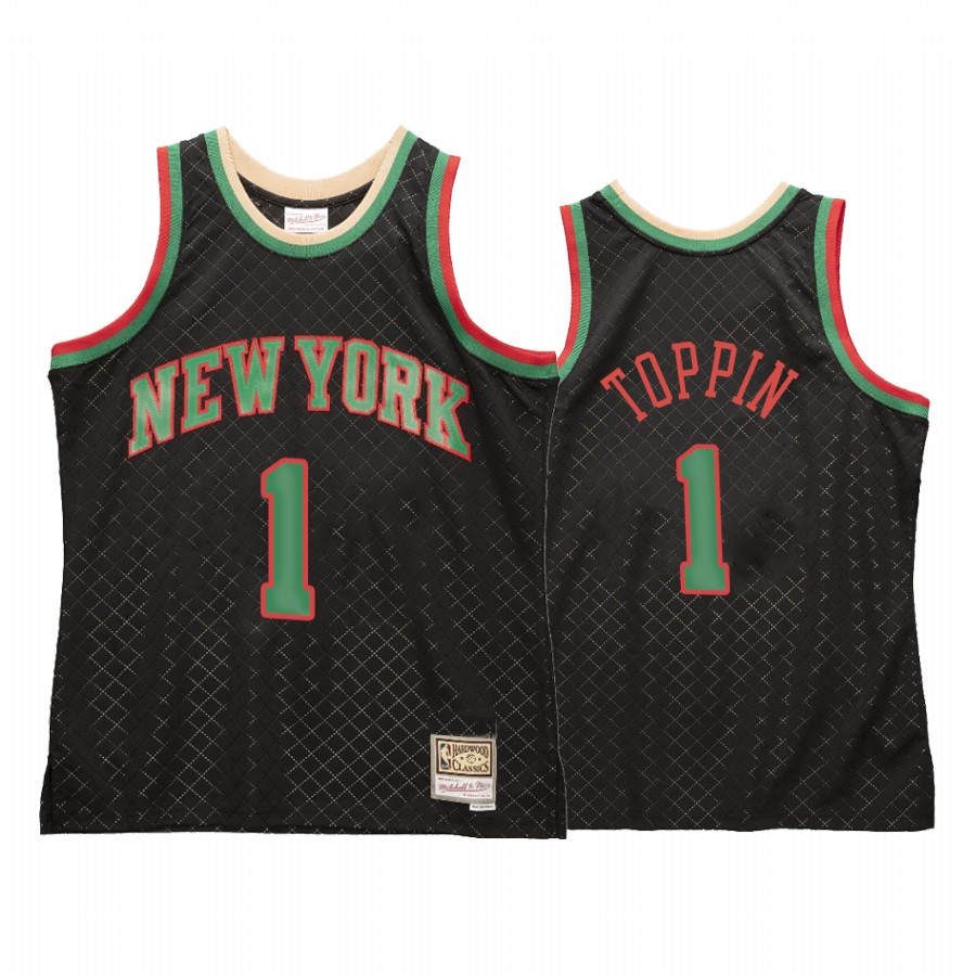 Obi Toppin 1 New York Knicks Neapolitan Black Jersey Hardwood Classics