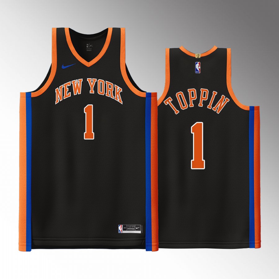 Obi Toppin 2022-23 Knicks #1 City Edition Jersey Black