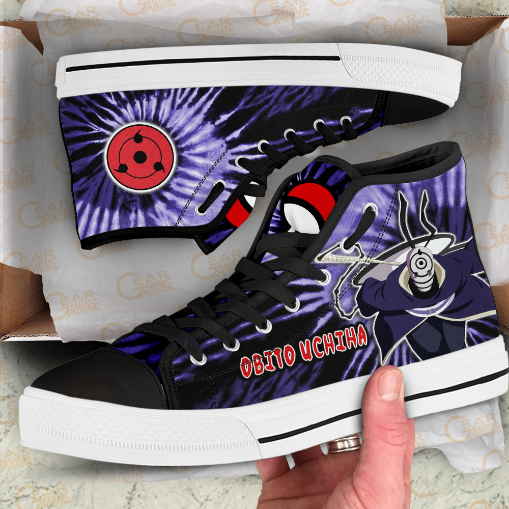 Obito Uchiha High Top Shoes Custom Anime Sneakers Tie Dye Style