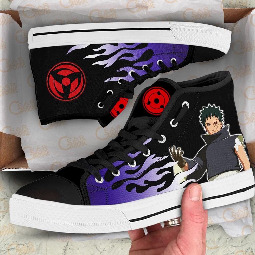 Obito Uchiha High Top Shoes Custom NRT Sneakers Flame Style