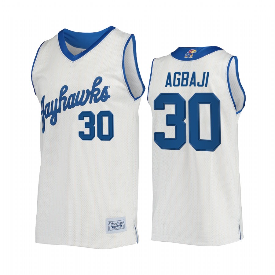 Ochai Agbaji Jayhawks Cream Jersey Commemorative Classic College