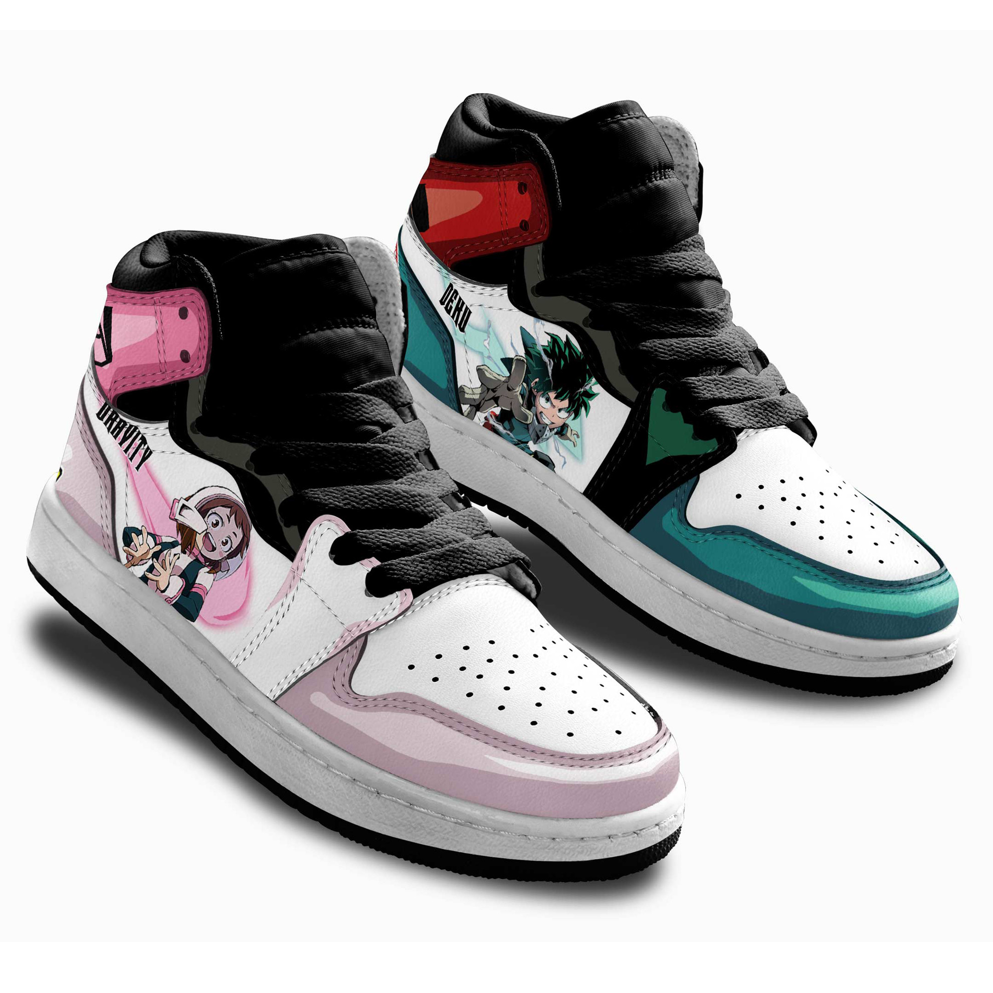 Ochako Uraraka and Izuku Midoriya Kids Sneakers Custom My Hero Academia Anime Shoes For Kids
