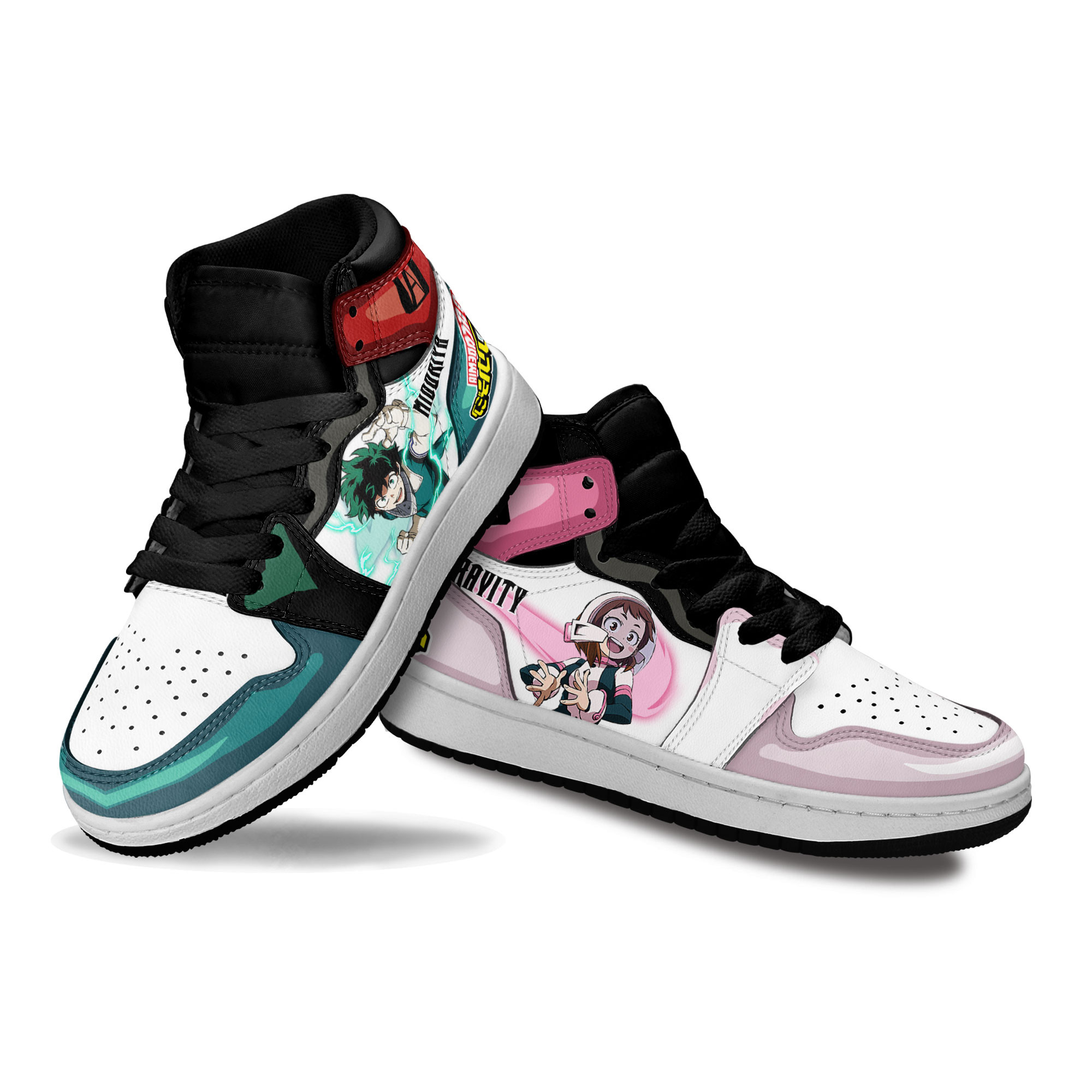 Ochako Uraraka and Izuku Midoriya Kids Sneakers Custom My Hero Academia Anime Shoes For Kids
