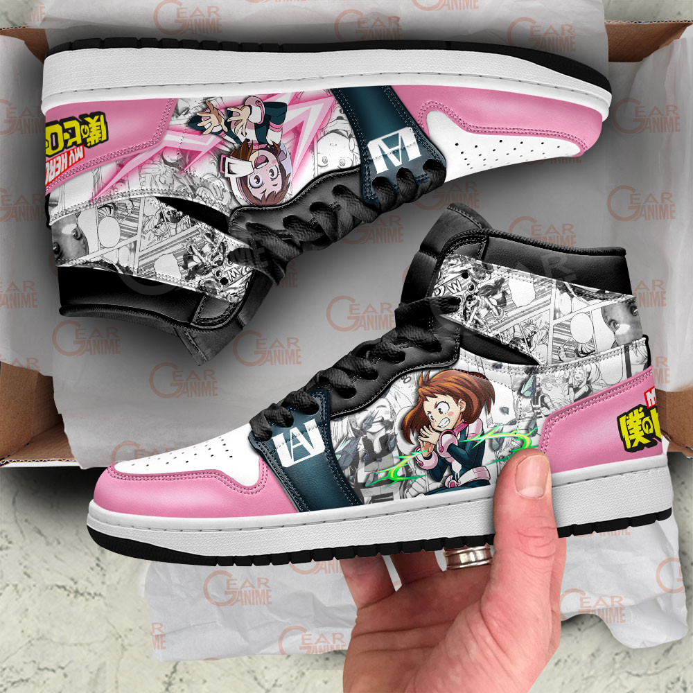 Ochako Uraraka Uravity JD1s Sneakers BNHA Manga Anime, Air Jordan Hightop